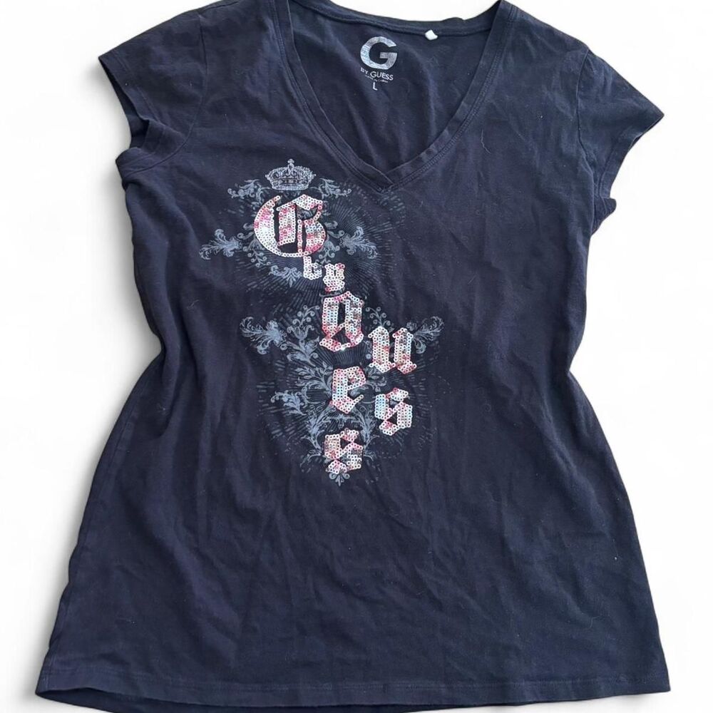 Y2k Black Guess Sequin Top